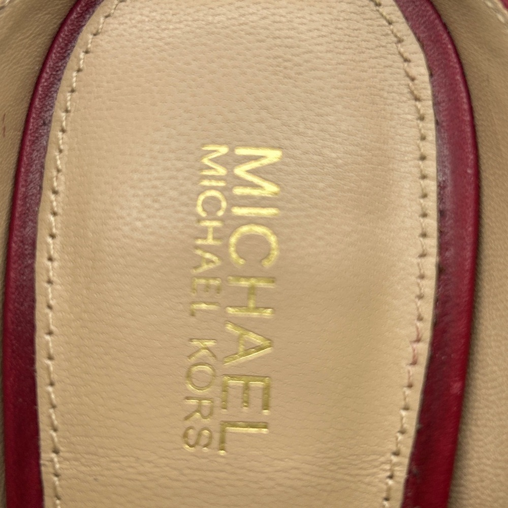 Michael Kors Halle Mule Pump Deep Red Leather Heels | Size 7M | New With Box - Picture 12 of 14